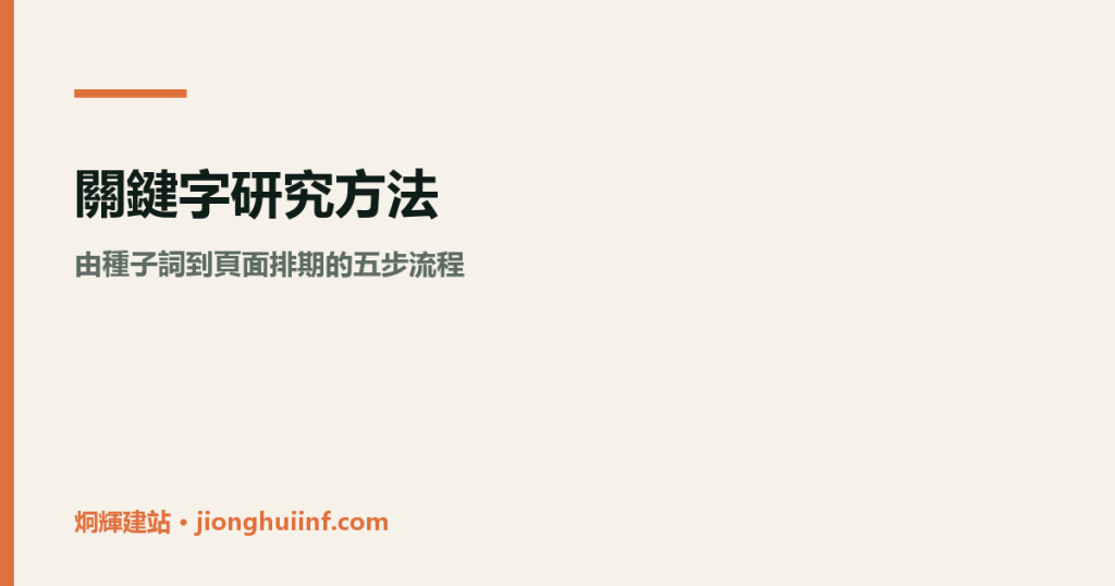關鍵字研究方法:由種子詞到頁面排期的五步流程 圖示